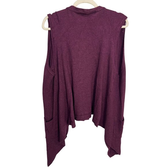 Melanie K Open Front Sleeveless Cardigan Vest Womens XL Burgundy Cozy Knit Warm - Picture 2 of 6